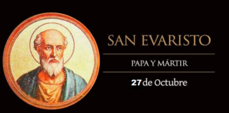 Evaristo, Santo, quinto Papa de la Iglesia y Mártir y Mártir. El Santo del día y su historia. Domingo, 27 de octubre de 2019